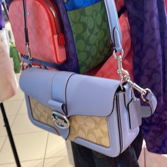 Coach Georgie Shoulder Bag In Signature Canvas Light Khaki / Marble Blue - Picture 11 of 16